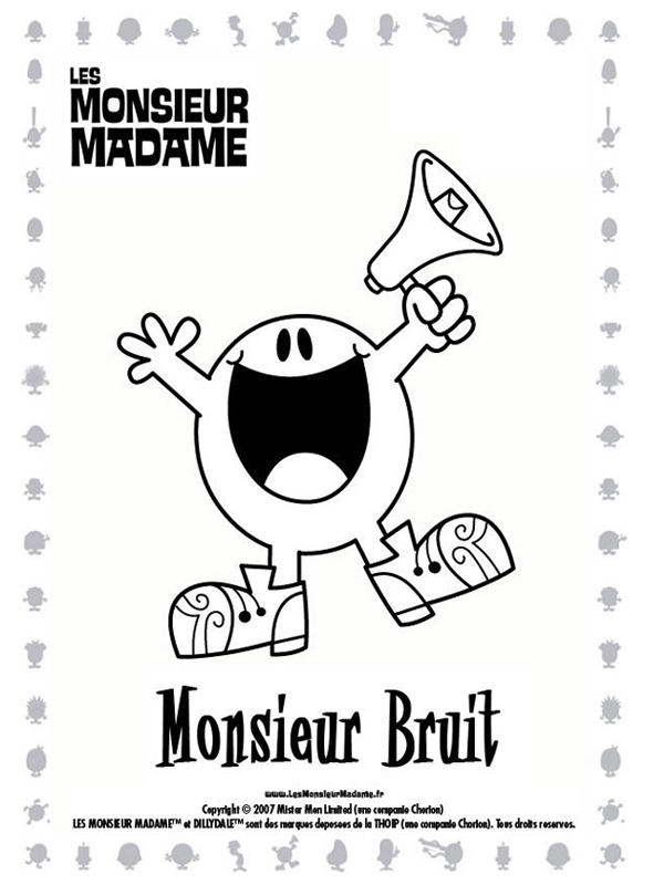 coloriage monsieur bruit et son haut parleur